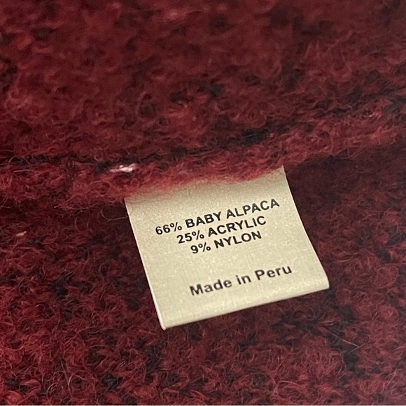 MFH Knits Baby Alpaca Blend Sweater Large Red Printed 1/4 Zip Pullover Soft - Picture 10 of 10